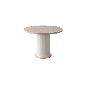 Alora Bohem 100 Çap 4 Sandalye Yuvarlak Mutfak Masa Seti̇ Traverten Traverten