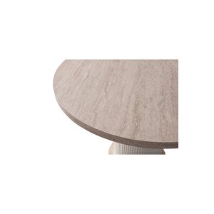 Alora Bohem 100 Çap 4 Sandalye Yuvarlak Mutfak Masa Seti̇ Traverten