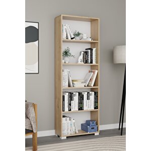 Lucas Serisi Safir Meşe 5 Raflı Kitaplık