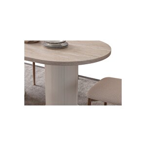 Alora Bohem Yemek Masasi Seti̇ 4 Sandalye Traverten Traverten