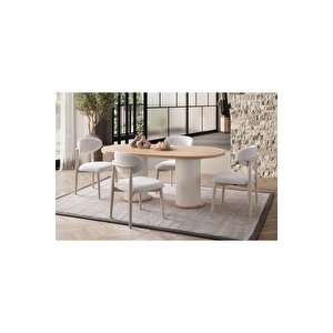 Alora Bohem Yemek Masasi Seti̇ 4 Sandalye Safi̇r Meşe Meşe