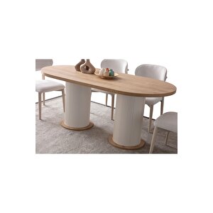 Alora Bohem Yemek Masasi Seti̇ 4 Sandalye Safi̇r Meşe Meşe