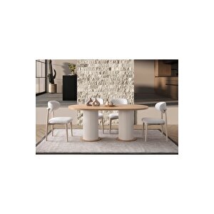 Alora Bohem Yemek Masasi Seti̇ 4 Sandalye Safi̇r Meşe Meşe