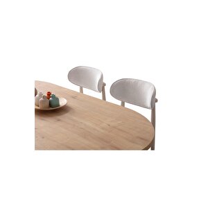 Alora Bohem Yemek Masasi Seti̇ 4 Sandalye Safi̇r Meşe