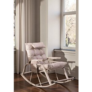 Dicle Cepli Pofuduk Minderli Sallanan Sandalye Tv Koltuğu Krem