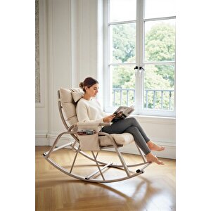 Dicle Cepli Pofuduk Minderli Sallanan Sandalye Tv Koltuğu Krem