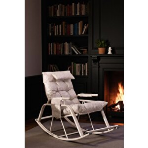 Dicle Cepli Pofuduk Minderli Sallanan Sandalye Tv Koltuğu Krem