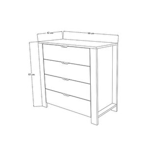 Duru Beyaz 4 Çekmeceli Şifonyer