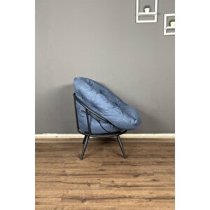 Floki Tekli Koltuk Berjer Keten Mavi Mavi