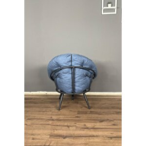 Floki Tekli Koltuk Berjer Keten Mavi