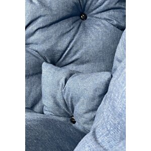 Floki Tekli Koltuk Berjer Keten Mavi