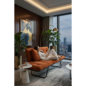 Elite Comfort Set | Premium Tekli Berjer + İkili Kanepe | Konforlu Oturma Takımı Turuncu