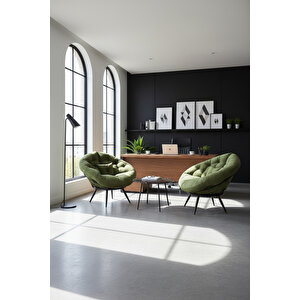 Elite Milano Modern Tekli Berjer – Ergonomik Dinlenme Ve Okuma Koltuğu | Lüks Tay Tüyü Döşeme Yeşil