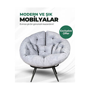 Prestige Milano Luxury Armchair | Modern Tay Tüyü Kumaşlı Tekli Berjer | Şıklık & Konforun Buluşması Gri