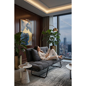 Elite Comfort Set | Premium Tekli Berjer + İkili Kanepe | Konforlu Oturma Takımı Füme