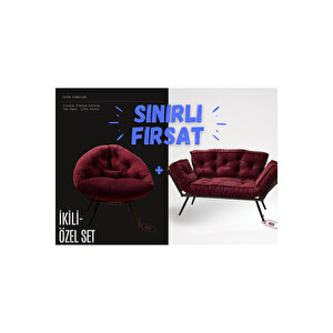 Elite Comfort Set | Premium Tekli Berjer + İkili Kanepe | Konforlu Oturma Takımı Mor