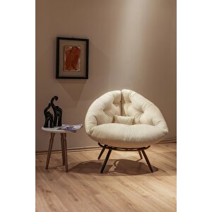 Floki Tekli Koltuk Berjer Krem Krem