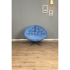 Ronin 360 Derece Döner Mekanizmalı Berjer Tekli Koltuk - Modern Ve Şık Tasarım Lacivert