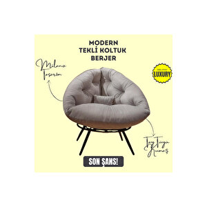 Aurelia Berjer | Riviera Collection | Modern & Zarif Tekli Koltuk Berjer | Rahat Dinlenme Koltuğu Gri