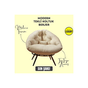 Aurelia Berjer | Riviera Collection | Modern & Zarif Tekli Koltuk Berjer | Rahat Dinlenme Koltuğu Krem
