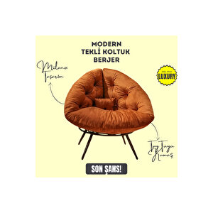 Aurelia Berjer | Riviera Collection | Modern & Zarif Tekli Koltuk Berjer | Rahat Dinlenme Koltuğu Turuncu