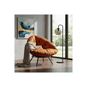 Aurelia Berjer | Riviera Collection | Modern & Zarif Tekli Koltuk Berjer | Rahat Dinlenme Koltuğu Turuncu