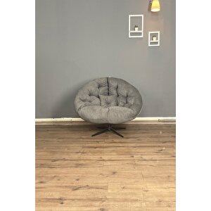 Ronin 360 Derece Döner Mekanizmalı Berjer Tekli Koltuk - Modern Ve Şık Tasarım - Füme