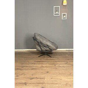 Ronin 360 Derece Döner Mekanizmalı Berjer Tekli Koltuk - Modern Ve Şık Tasarım - Füme