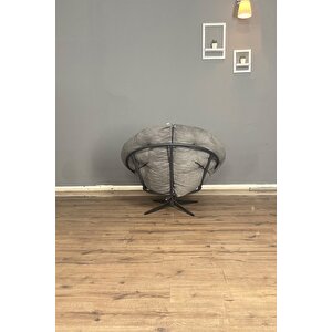 Ronin 360 Derece Döner Mekanizmalı Berjer Tekli Koltuk - Modern Ve Şık Tasarım - Füme