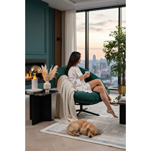 Ronin 360 Derece Döner Mekanizmalı Berjer Tekli Koltuk - Modern Ve Şık Tasarım - Yeşil Yeşil