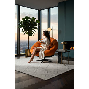 Ronin 360 Derece Döner Mekanizmalı Berjer Tekli Koltuk - Modern Ve Şık Tasarım - Turuncu Turuncu