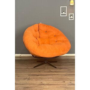 Ronin 360 Derece Döner Mekanizmalı Berjer Tekli Koltuk - Modern Ve Şık Tasarım - Turuncu Turuncu