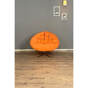 Ronin 360 Derece Döner Mekanizmalı Berjer Tekli Koltuk - Modern Ve Şık Tasarım - Turuncu Turuncu