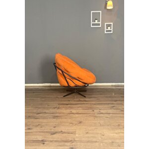 Ronin 360 Derece Döner Mekanizmalı Berjer Tekli Koltuk - Modern Ve Şık Tasarım - Turuncu