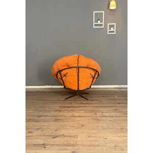 Ronin 360 Derece Döner Mekanizmalı Berjer Tekli Koltuk - Modern Ve Şık Tasarım - Turuncu