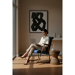 Premium Ahşap Sallanan Sandalye | Modern Tv Ve Dinlenme Koltuğu | Ergonomik Sallanan Berjer Mavi