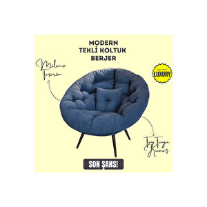 Aurelia Berjer | Riviera Collection | Modern & Zarif Tekli Koltuk Berjer | Rahat Dinlenme Koltuğu Lacivert