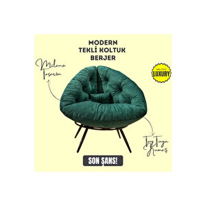 Aurelia Berjer | Riviera Collection | Modern & Zarif Tekli Koltuk Berjer | Rahat Dinlenme Koltuğu Yeşil