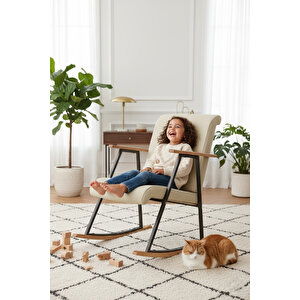 Lora Sallanan Koltuk Tv Koltuğu Sallanır Sandalye Dinlenme Koltuğu Rahat | Şık Tasarım Krem Krem