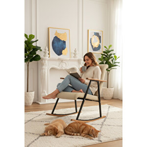 Lora Sallanan Koltuk Tv Koltuğu Sallanır Sandalye Dinlenme Koltuğu Rahat | Şık Tasarım Krem Krem