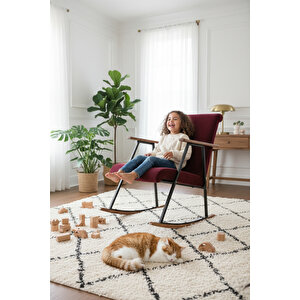 El İşçiliği Ahşap Detaylı Sallanan Koltuk | Ergonomik Tv Ve Dinlenme Koltuğu - Mor Mor