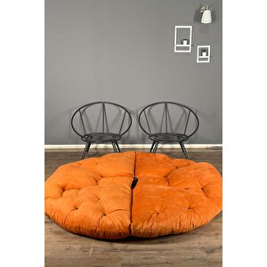 Hera 2'li Berjer Koltuk & Yatak Olabilen Minder Turuncu Turuncu