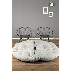 Hera 2'li Berjer Koltuk & Yatak Olabilen Minder Gri Gri