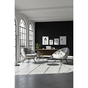 Hera 2'li Berjer Koltuk & Yatak Olabilen Minder Gri