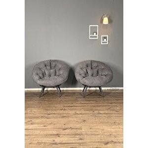 Hera 2'li Berjer Koltuk & Yatak Olabilen Minder Füme Füme