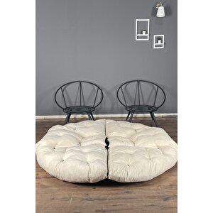 Hera 2'li Berjer Koltuk & Yatak Olabilen Minder Krem Krem