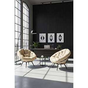 Hera 2'li Berjer Koltuk & Yatak Olabilen Minder Krem Krem