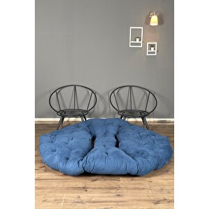 Hera 2'li Berjer Koltuk & Yatak Olabilen Minder Lacivert Lacivert