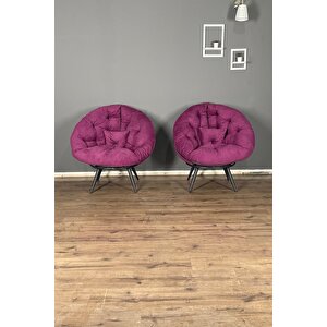 Hera 2'li Berjer Koltuk & Yatak Olabilen Minder Mor Mor