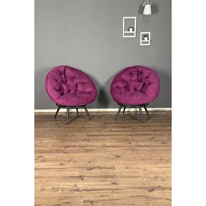 Hera 2'li Berjer Koltuk & Yatak Olabilen Minder Koyu Mor